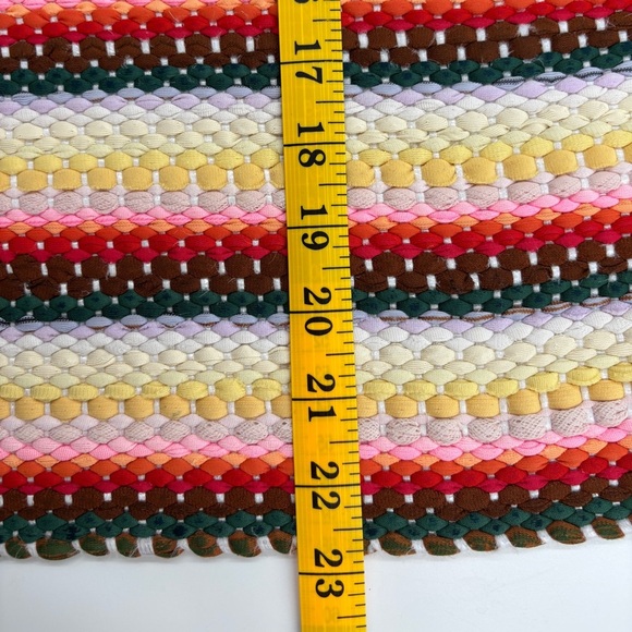 Vtg. Handmade Rag Rug Crocheted Edge, Reversible Floor Mat - Picture 7 of 7